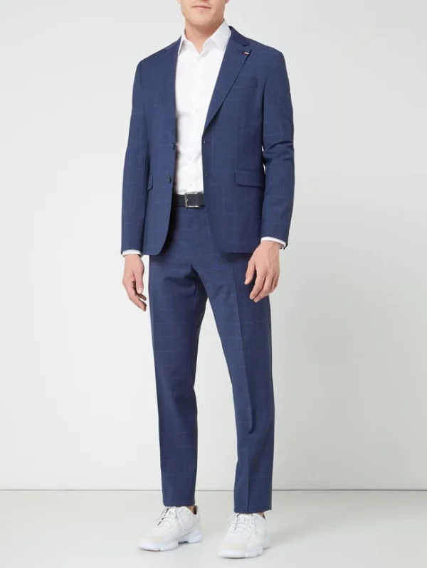 Tommy Hilfiger Slim Fit Anzughose Mit Gitterkaro – Blau 1