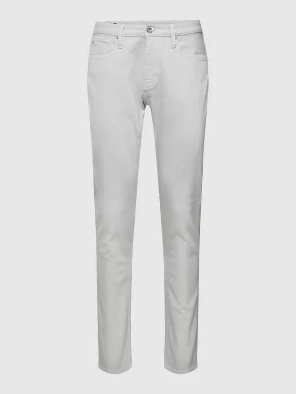 Emporio Armani Slim Fit Jeans Mit Knopfleiste Modell ‘Gabardine Basic’ – Hellgrau 3