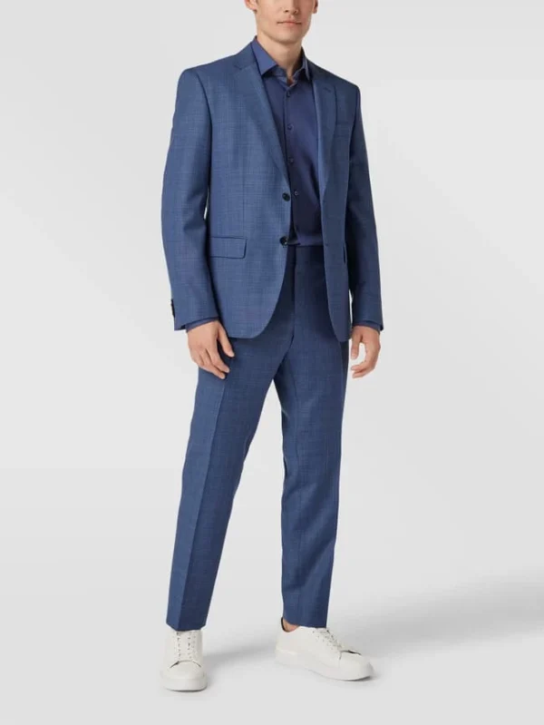 BOSS Slim Fit Anzughose Mit Allover-Muster Modell ‚Genius‘ – Blau 1